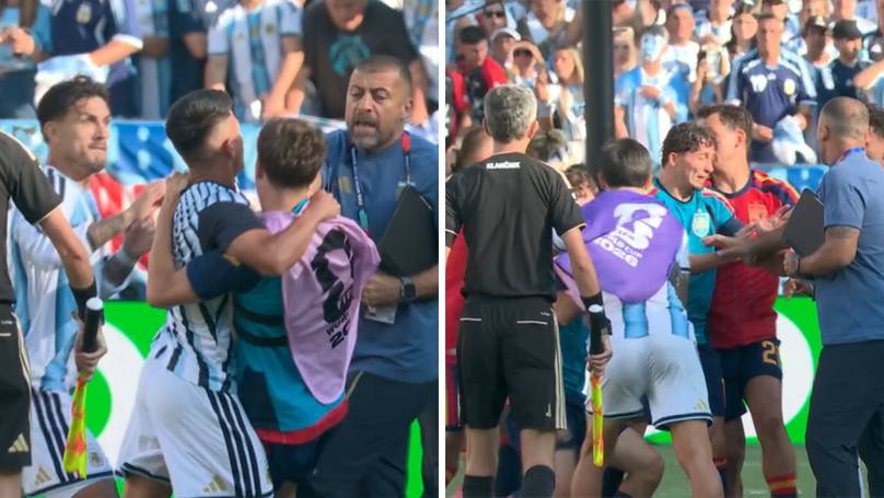 Argentina star sent off after full-time for disgusting act as Spain win World Cup cover